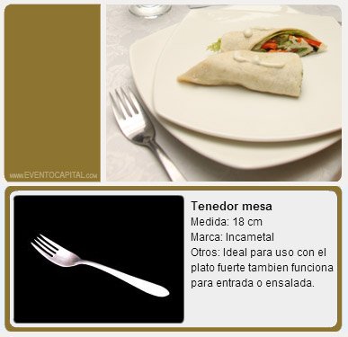 Alquilar Tenedor de mesa - cubiertos para fiestas y eventos en Bogotá - ver precios y fotos de alquileres económico para fiestas y eventos