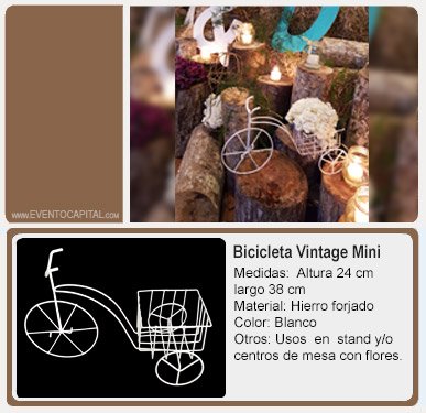 Alquilar Bicicleta vintage mini centros de mesa y decoración para fiestas y eventos en Bogotá - ver precios y fotos de alquileres económico para fiestas y eventos