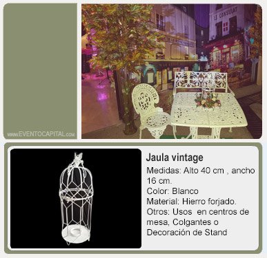 Alquilar Jaula vintage para decoración para fiestas y eventos en Bogotá - ver precios y fotos de alquileres económico para fiestas y eventos