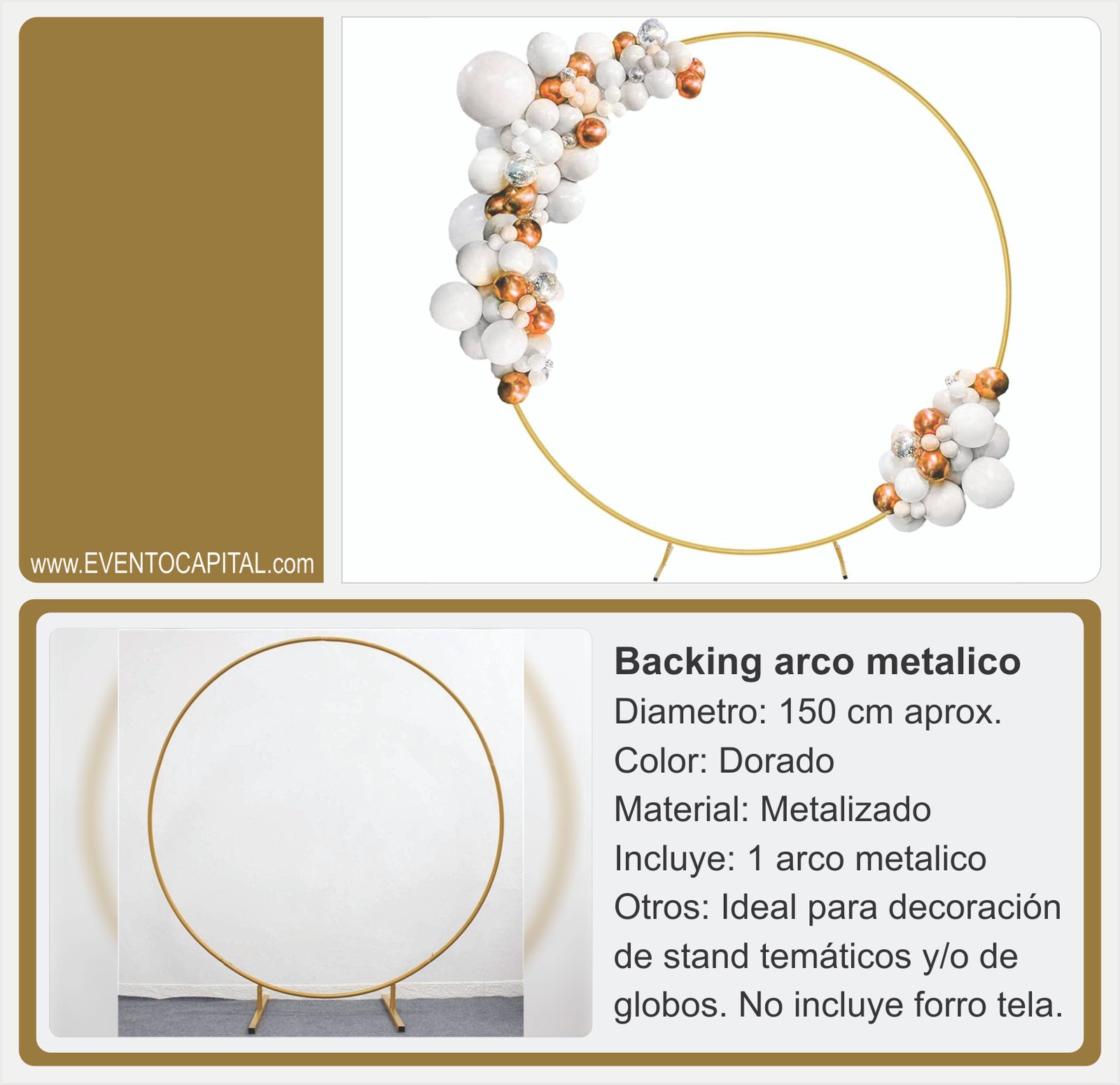 Alquilar backing arco metalico para globos o flores para fiestas y eventos en Bogotá - ver precios y fotos de alquileres económico para fiestas y eventos